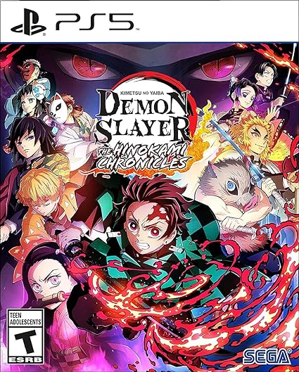 Colorful Demon Slayer video game cover art.