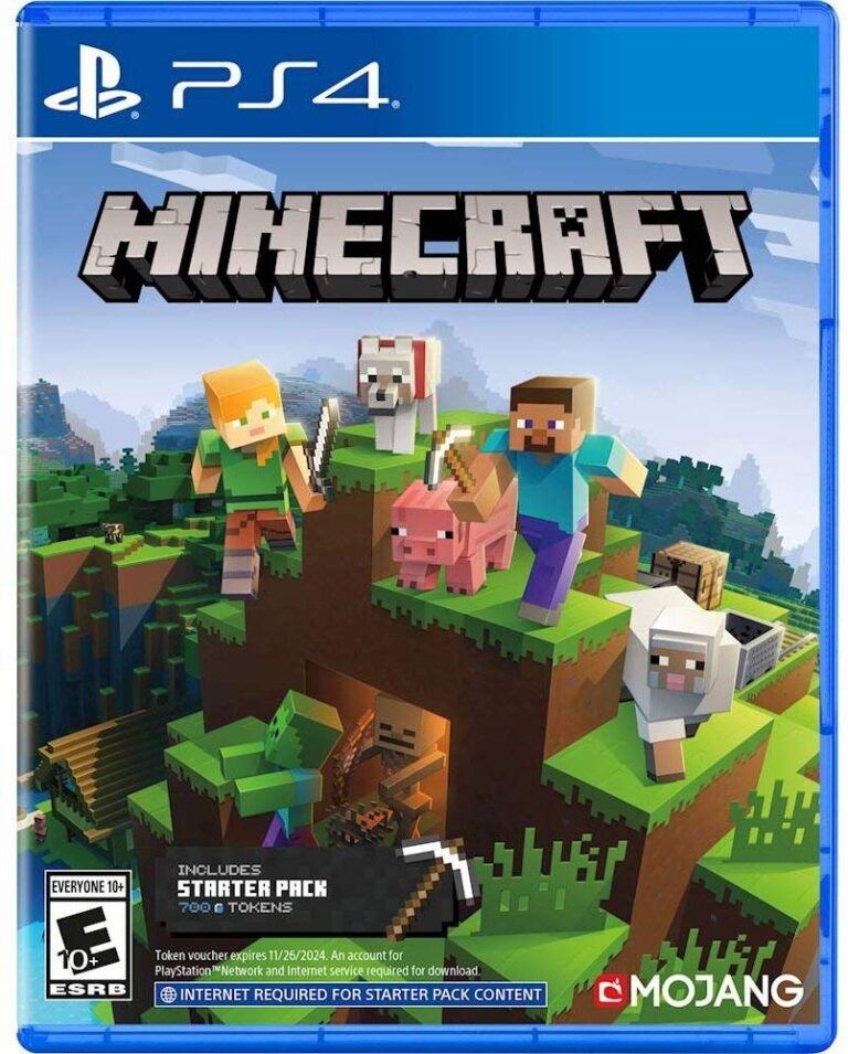Minecraft PS4 game cover with characters.