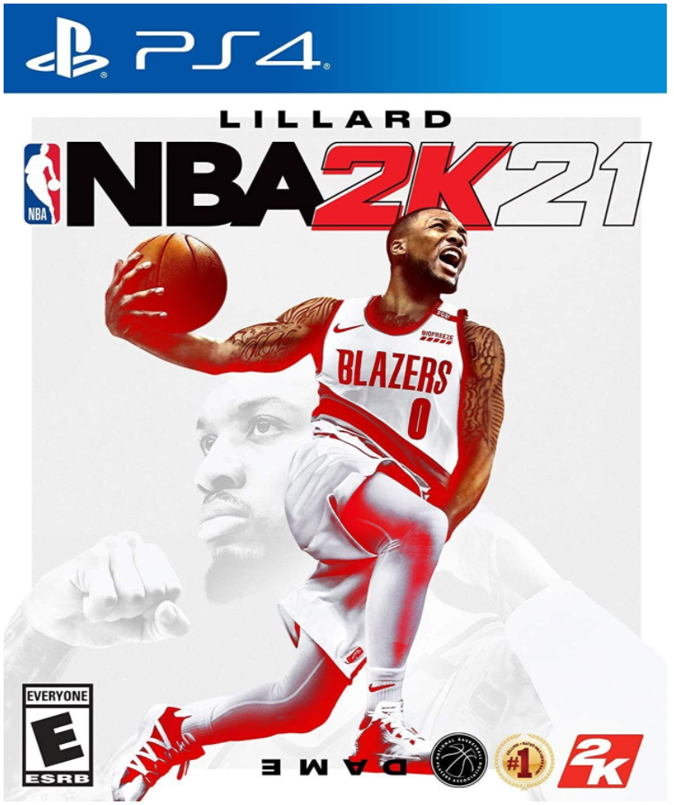 NBA 2K21 PS4 cover featuring basketball player.