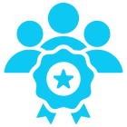 Blue badge and team silhouette