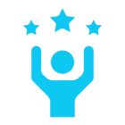 Success icon with stars above person